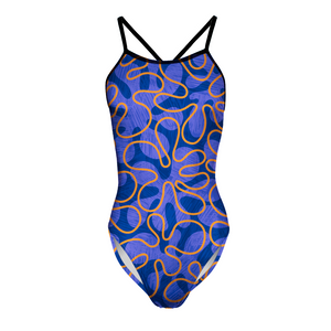 Orange Blue Flower Openback